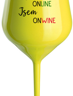 NEJSEM ONLINE JSEM ONWINE - žlutá nerozbitná sklenice na víno 470 ml