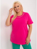 Tmavě růžová halenka plus size s krátkým rukávem