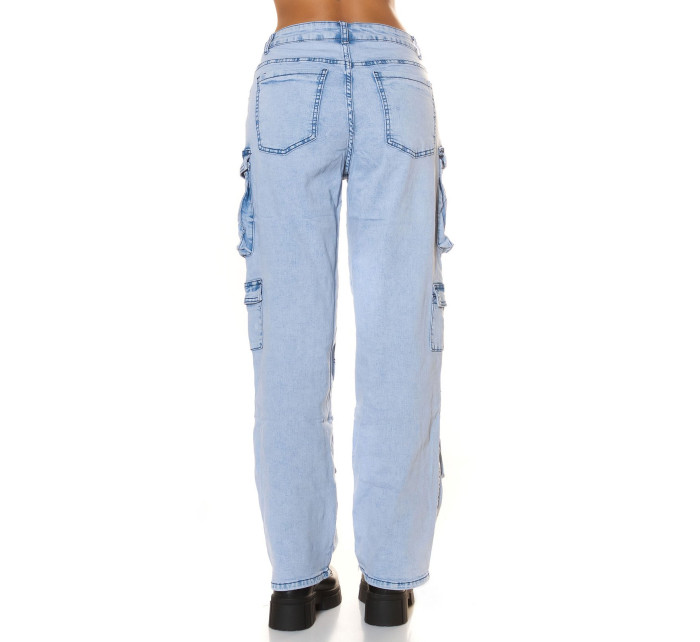 Sexy Musthave Highwaist Cargo Jeans light denim