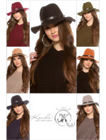 Trendy fedora felt hat with leatherette ribbon