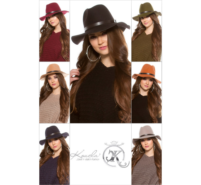 Trendy fedora felt hat with leatherette ribbon