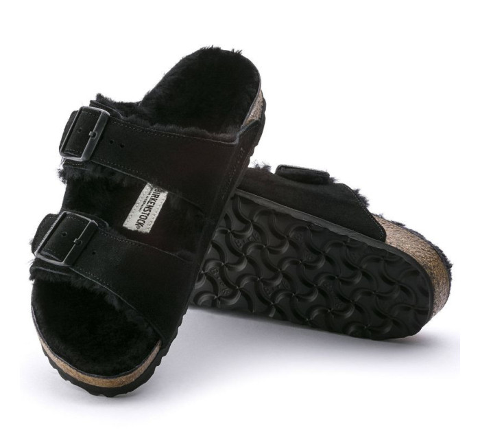 Dámské zateplené žabky s ovčí nou Arizona  Black kůže regular  dámské model 20693883 - Birkenstock