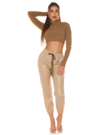 Trendy Highwaist leatherlook pants "Joggerstyle"