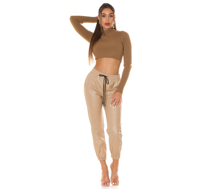 Trendy Highwaist leatherlook pants "Joggerstyle"