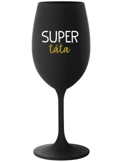 SUPER TÁTA - černá sklenice na víno 350 ml