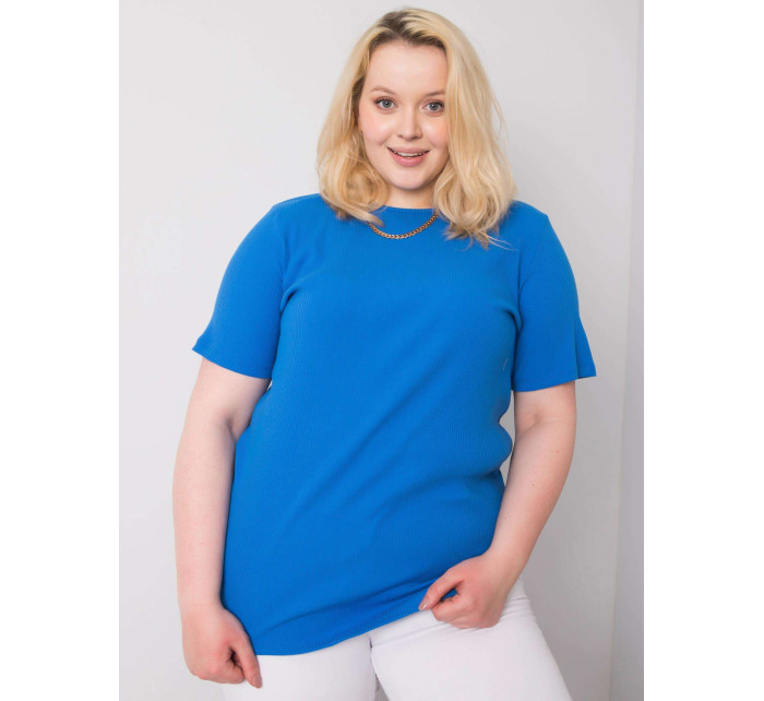 Námořnická modrá halenka plus size s pruhy