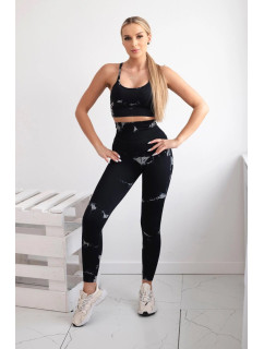 Dámský fitness set top + push up legíny - černá