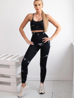 Dámský fitness set top + push up legíny - černá