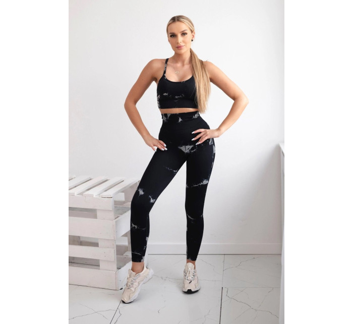 Dámský fitness set top + push up legíny - černá