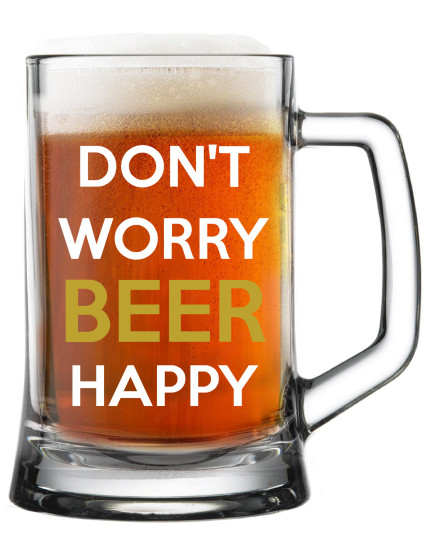 DON'T WORRY BEER HAPPY - pivní sklenice 0,5 l