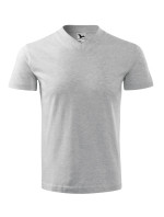 V-neck tričko unisex světle šedý melír