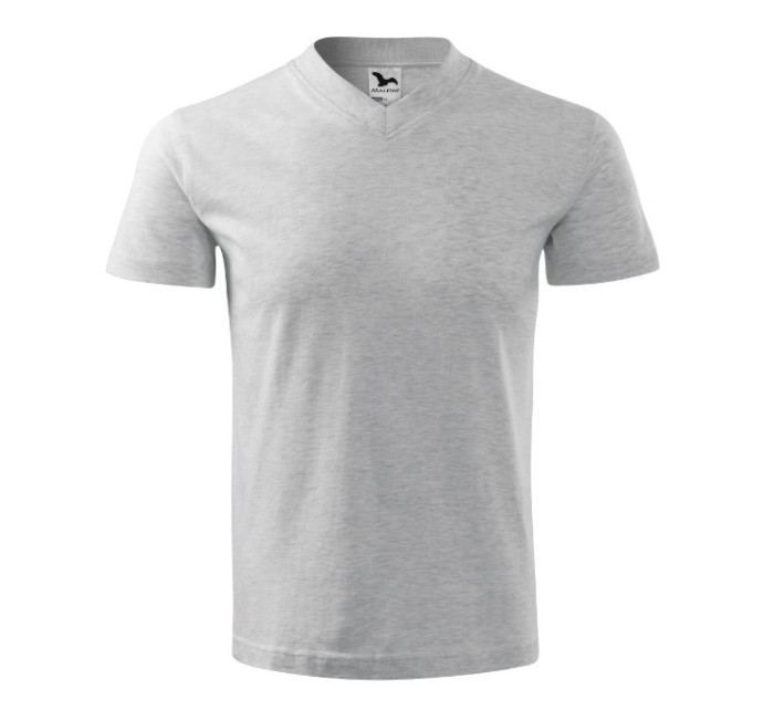 V-neck tričko unisex světle šedý melír