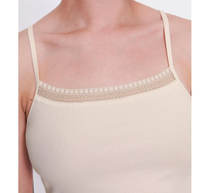 Dámské tílko GO Ribbed Spaghetti Top - WHITE - ecru 6308 - SLOGGI