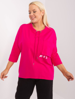 Fuchsiová ležérní halenka plus size s nápisem