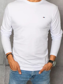 Bílé pánské tričko s dlouhým rukávem Dstreet LX0537