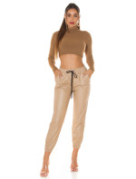 Trendy Highwaist leatherlook pants "Joggerstyle"