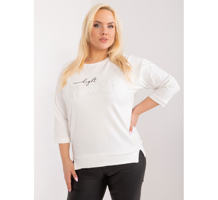 Halenka Ecru plus size s ozdobným nápisem