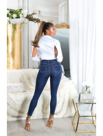 Sexy Dark Denim Push-Up Jeans with glitter details