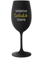 TATÍNKOVA TEKUTÁ TERAPIE - černá sklenice na víno 350 ml