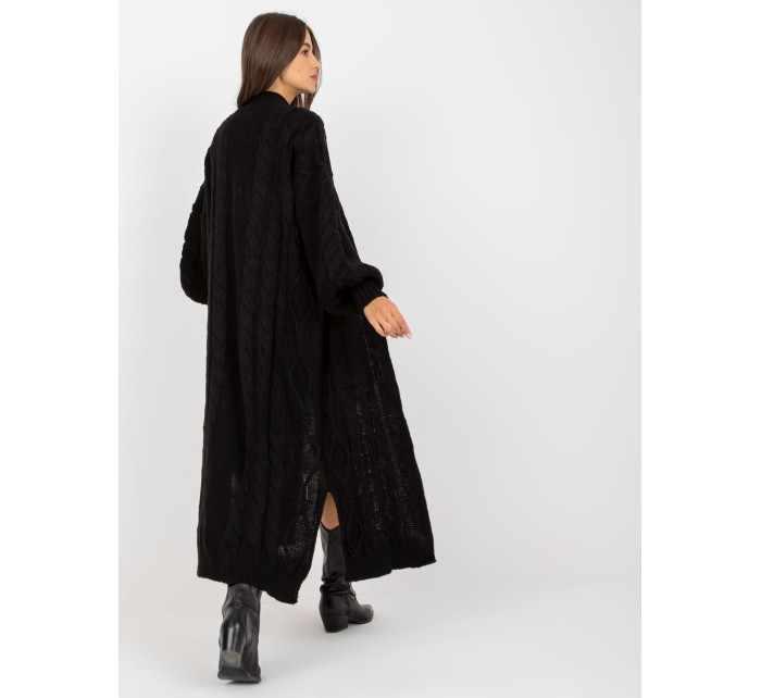 Černý maxi cardigan s copánky RUE PARIS