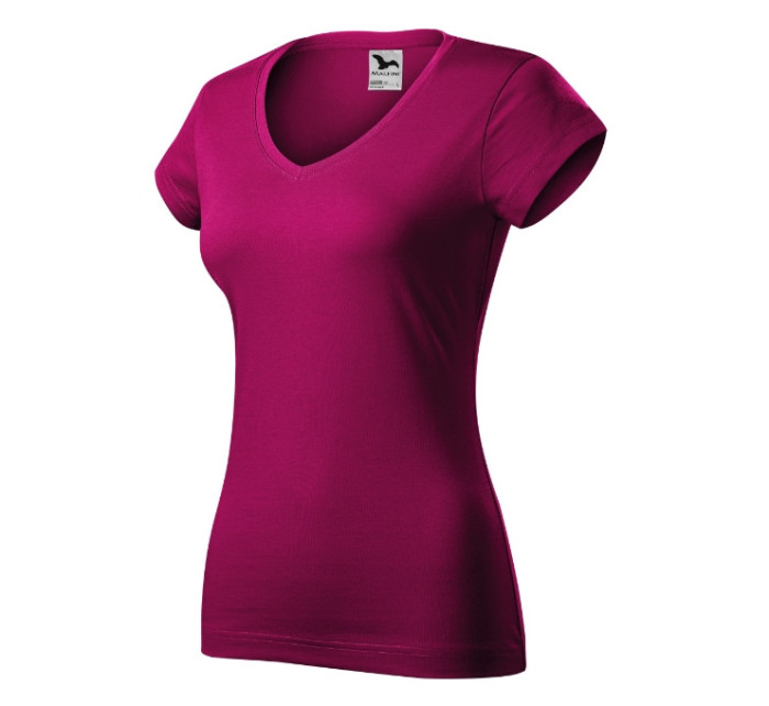 Fit V-neck tričko dámské fuchsia red