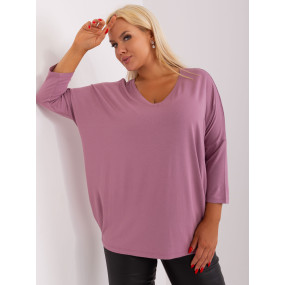 Prašně růžová halenka plus size velikosti s 3/4 rukávy