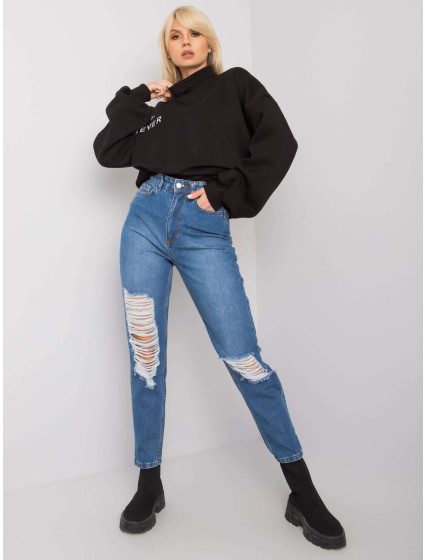 Modré roztrhané mom jeans Kessy RUE PARIS