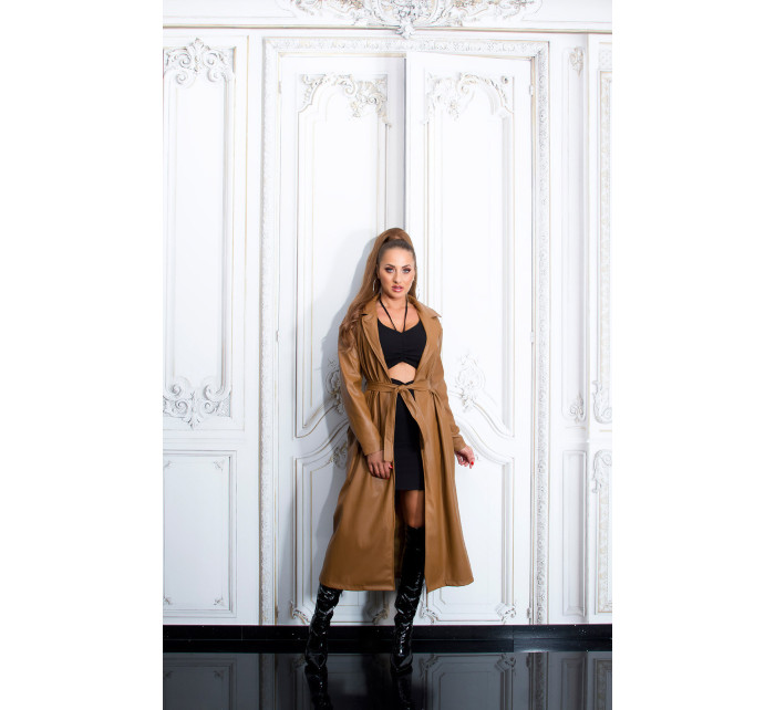 Sexy model 19620535 Leather Coat with Belt - Style fashion