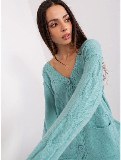 Dámský mint cardigan s kabely