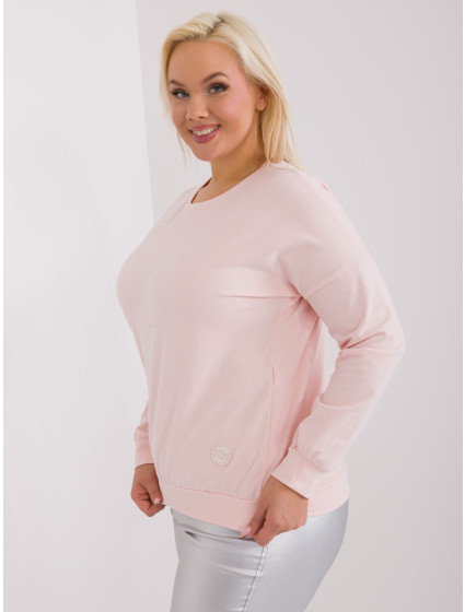 Světle růžová halenka plus size s dlouhým rukávem