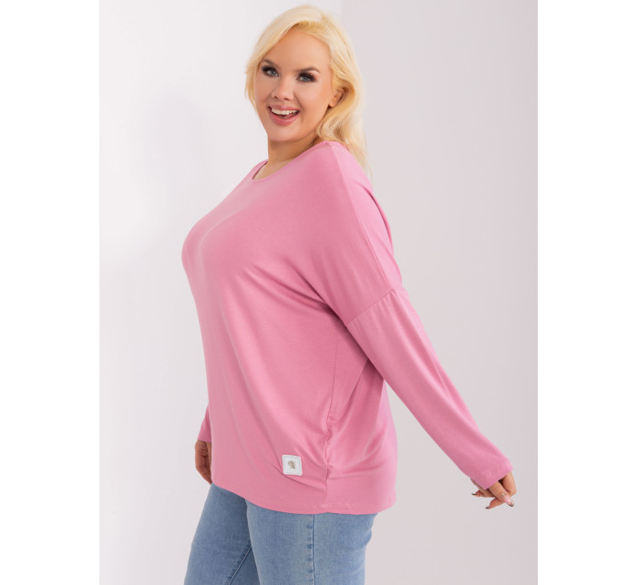 Růžová halenka plus size s nášivkou Paloma