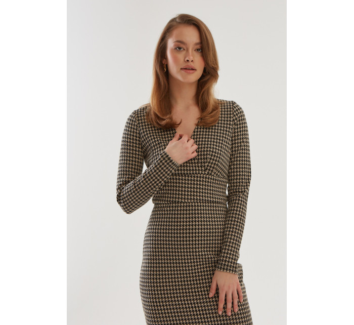 Monnari Šaty Houndstooth Dress With A Classic Cut Multi Green