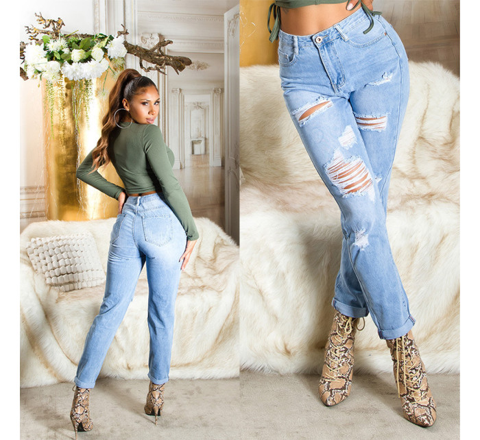 Sexy Highwaist Mom Jeans in Used Look