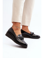 Dámské lakované boty Loafers Black Polike