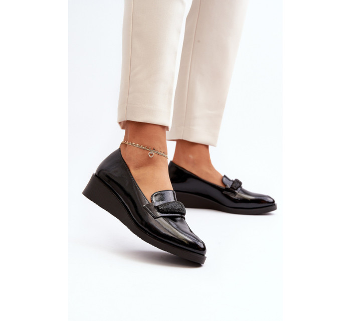 Dámské lakované boty Loafers Black Polike