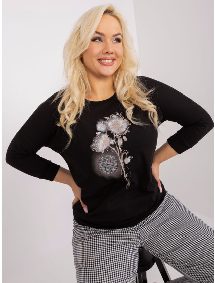 Černá dámská halenka plus size s 3/4 rukávem