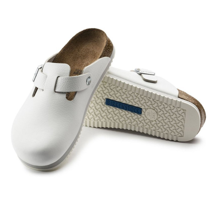 Pánské zdravotní žabky Birkenstock Boston Super Grip White z přírodní kůže regular wide (0060134)