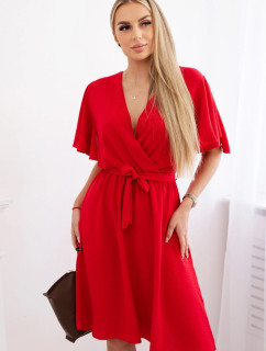 Šaty s vrstveným výstřihem červený