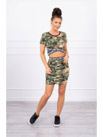 Set halenky se sukní camo khaki+béžová