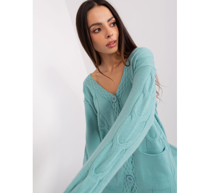 Dámský mint cardigan s kabely