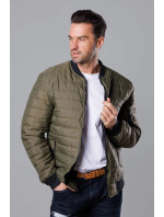 Prošívaná pánská bunda typu "bomber" v khaki barvě model 18344859 - J.STYLE