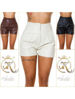 Sexy high-waisted faux leather shorts