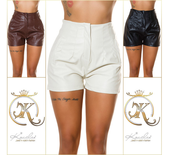 Sexy high-waisted faux leather shorts