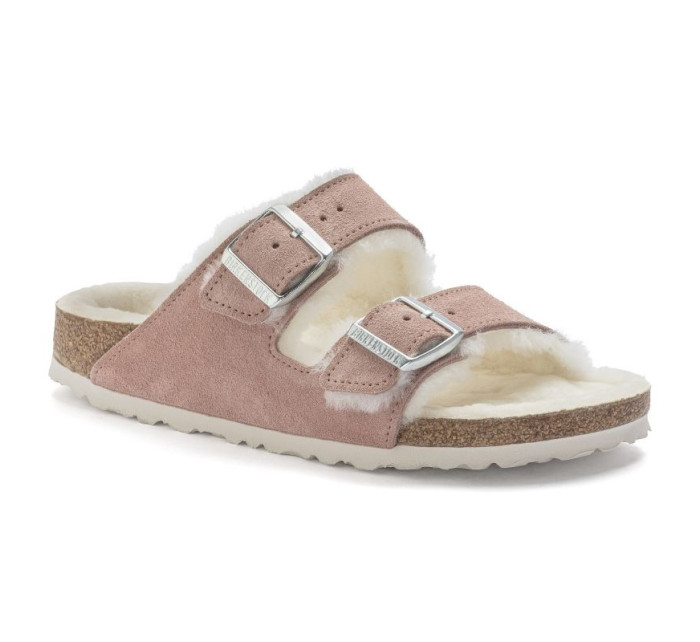 Birkenstock Arizona Suede Leather Shearling Pink Clay LAF insulated žabky úzké (1023258) dámské