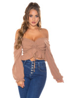 Sexy ruffled Cropped Carmen Top