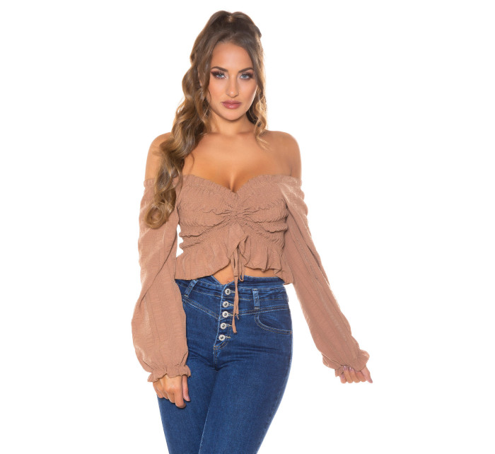 Sexy ruffled Cropped Carmen Top