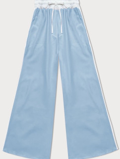 Světle modré volné dámské kalhoty s lampasy (764ART)