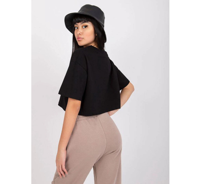 Krátké černé tričko crop top model 19576720 - Factory Price