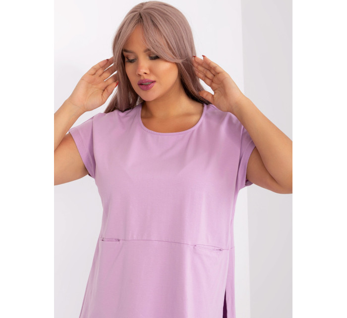 Světle fialová halenka plus size s kapsami