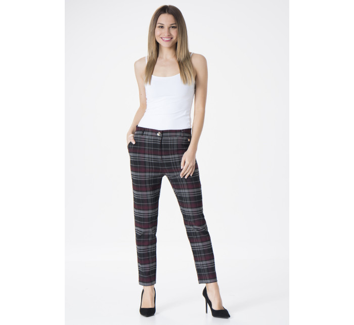 MiR Kalhoty 259 Grey/Maroon Checked